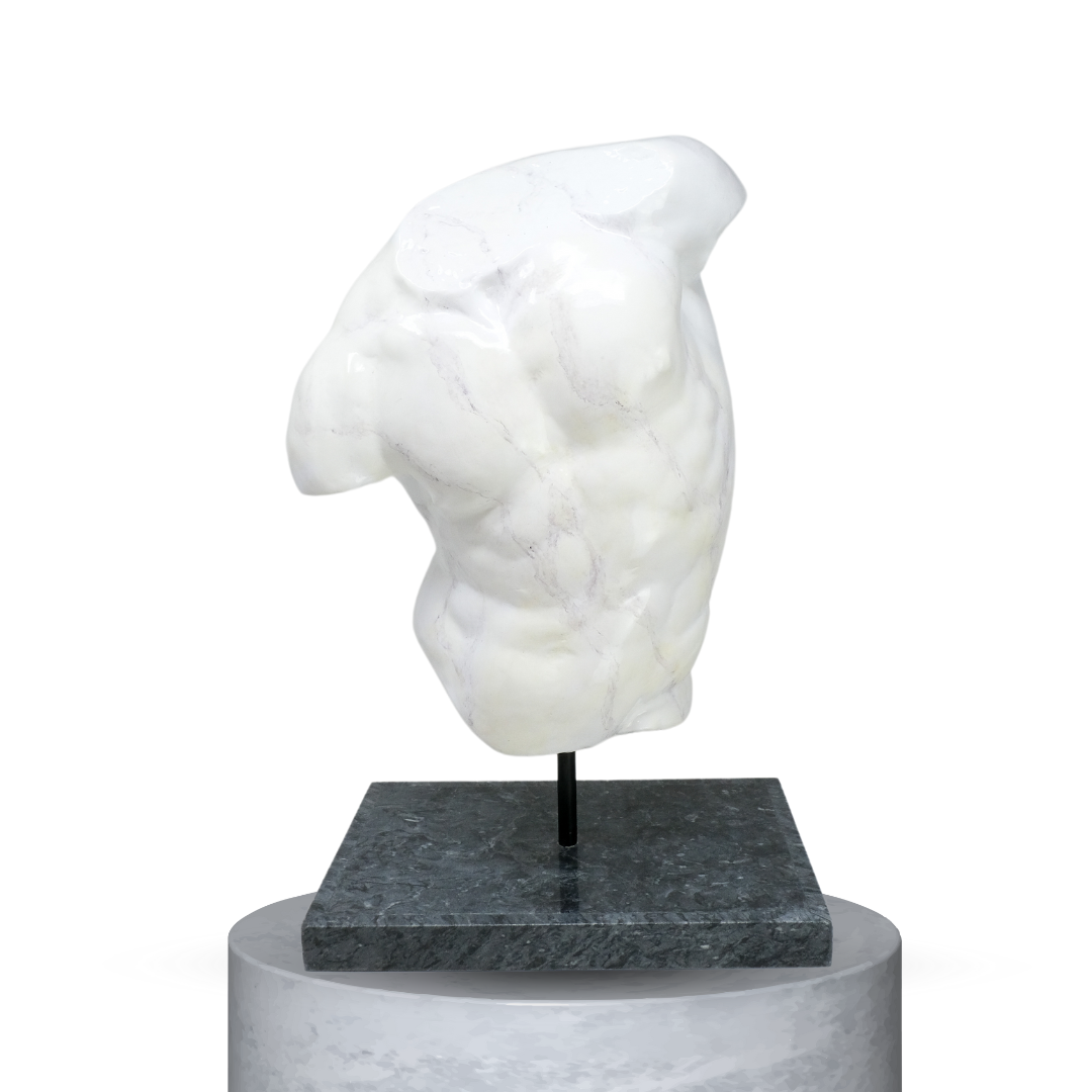 TORSO GADDI EFFETTO MARMO CON BASE IN MARMO GRIGIO IMPERIALE