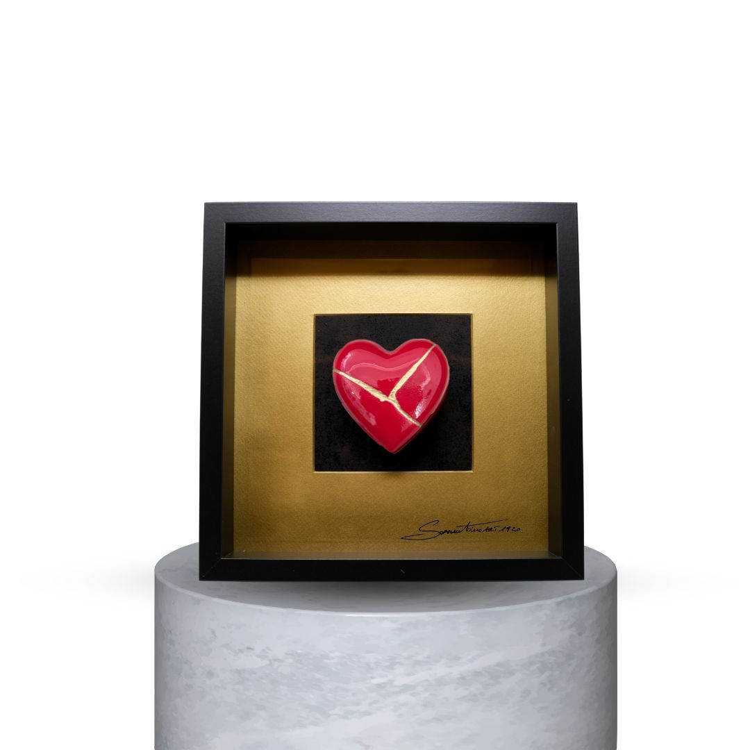 QUADRO CUORE ROTTO ROSSO - GOLD