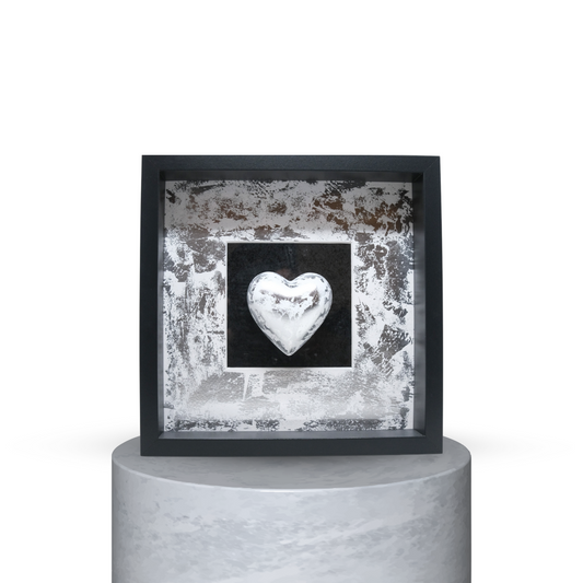QUADRO CUORE BIANCO/NERO ARGENTO GRAFFIATO