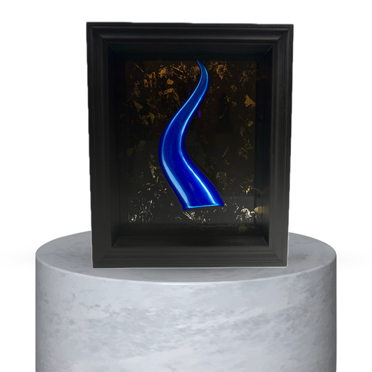 QUADRO CORNO NAPOLETANO -BLU ELETTRICO EFFETTO CROMO E ORO STRACCIATO