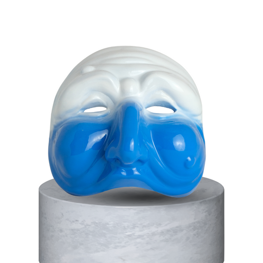 MASCHERA DI PULCINELLA BIG - BIANCO/AZZURRO SFUMATO