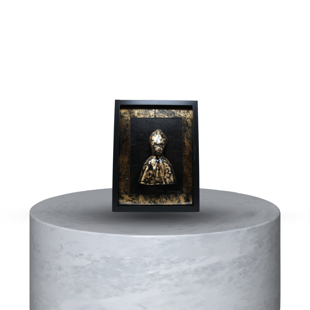 QUADRO PATRONO NERO ORO GRAFFIATO SMALL