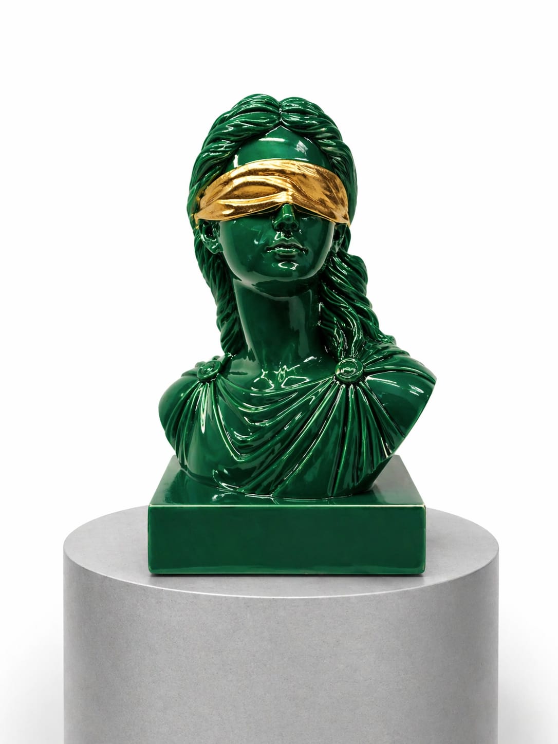 DEA BENDATA VERDE SMERALDO & ORO EFFETTO CROMO