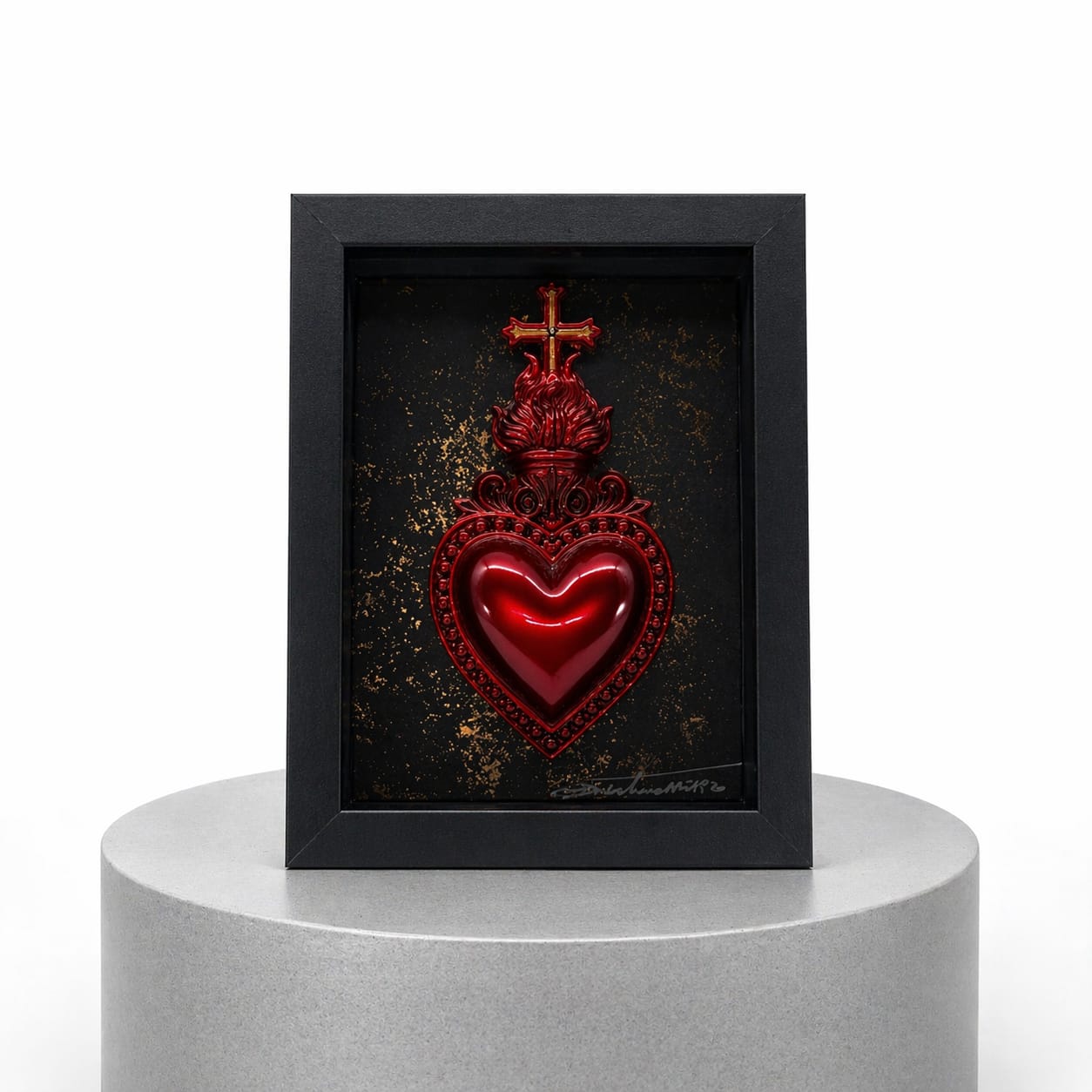 QUADRO SACRO CUORE ROSSO RUBINO- SMALL ORO GRAFFIATO