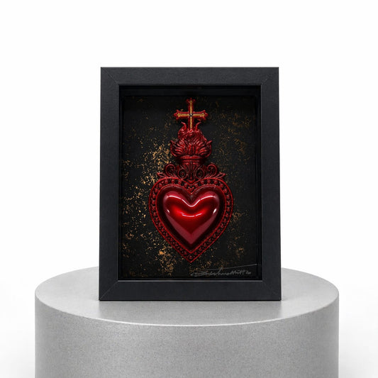 QUADRO SACRO CUORE ROSSO RUBINO- SMALL ORO GRAFFIATO
