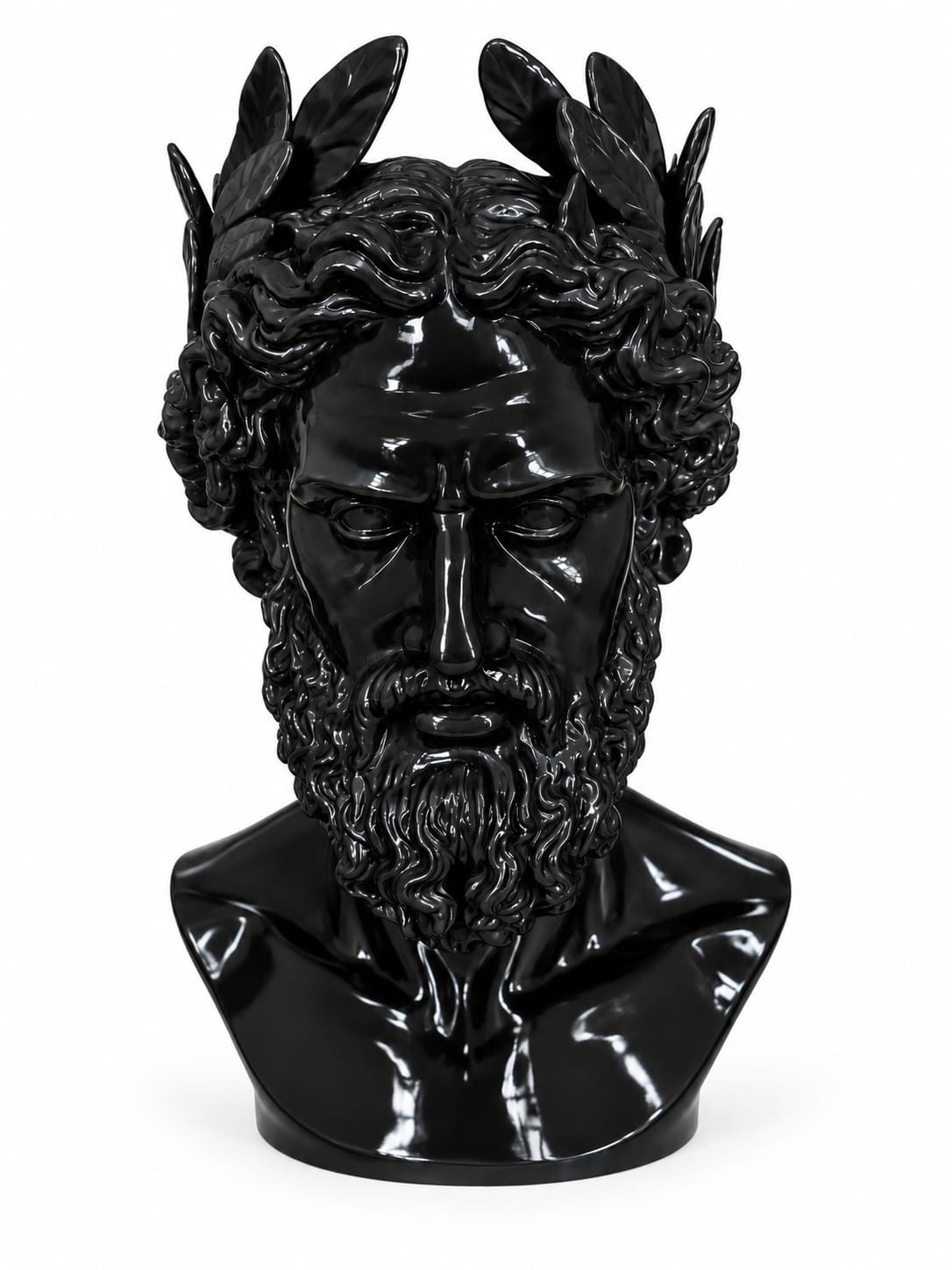 VASO SCULTURA ZEUS NERO LUCIDO