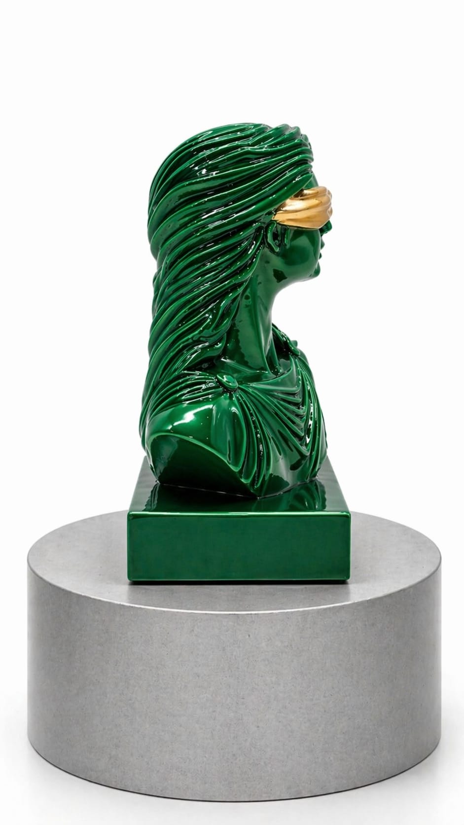 DEA BENDATA VERDE SMERALDO & ORO EFFETTO CROMO