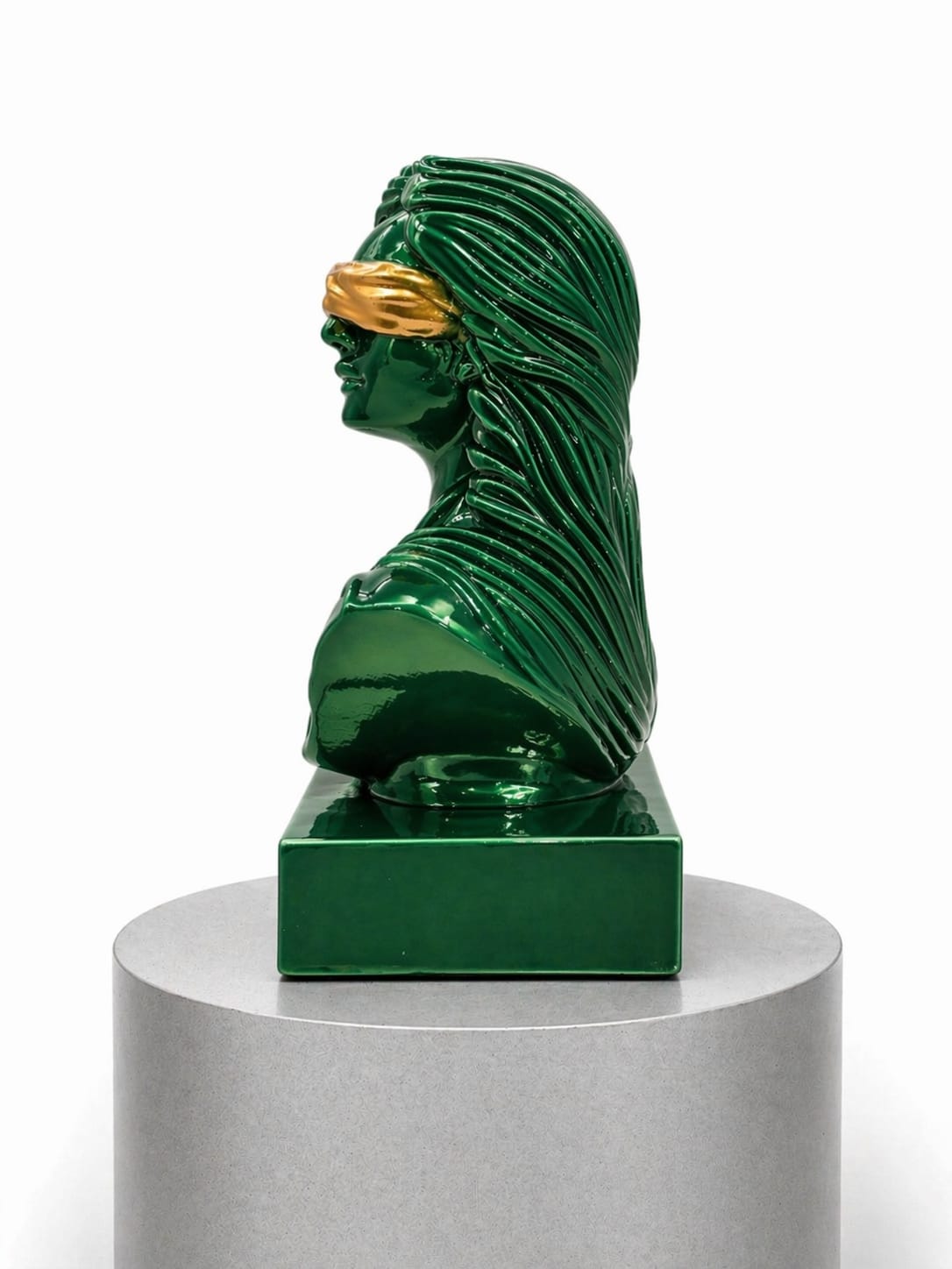 DEA BENDATA VERDE SMERALDO & ORO EFFETTO CROMO