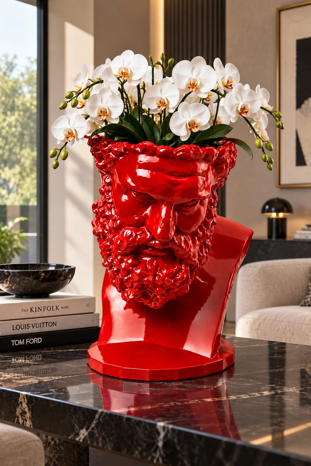 VASO SCULTURA ERCOLE FARNESE ROSSO CORSA LUCIDO RAL 120