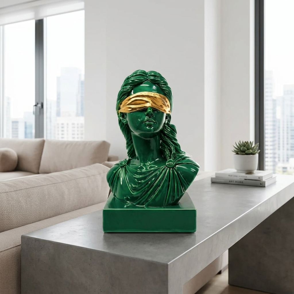 DEA BENDATA VERDE SMERALDO & ORO EFFETTO CROMO