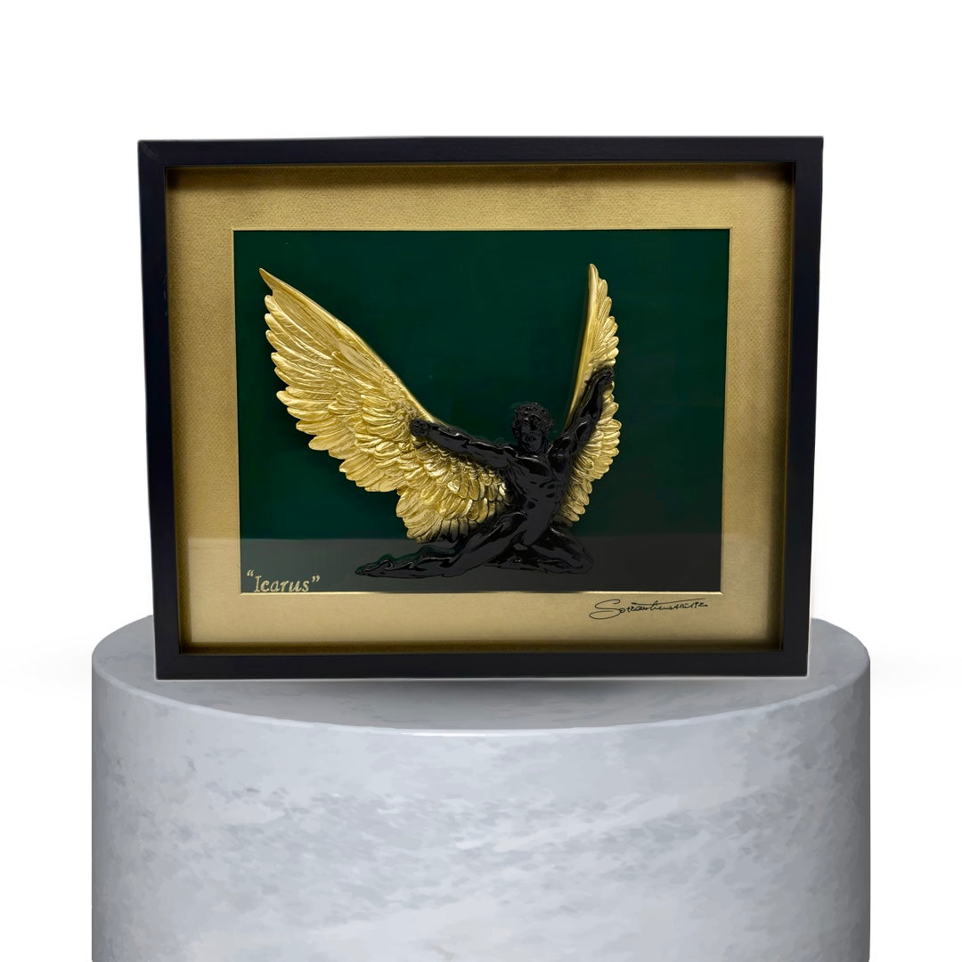 QUADRO ICARO - NERO,ORO E VERDE INGLESE
