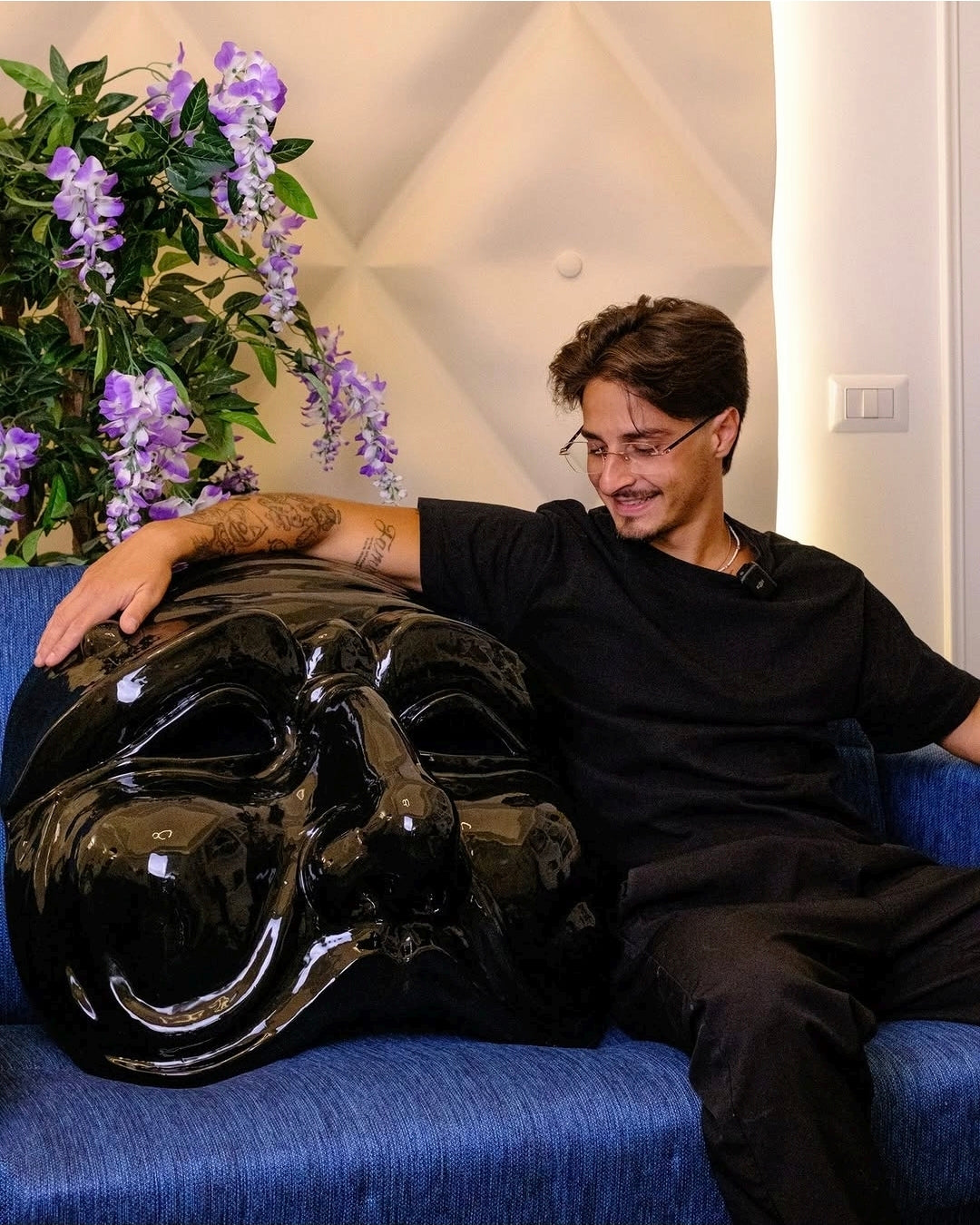 MASCHERA DI PULCINELLA BIG - NERO LUCIDO